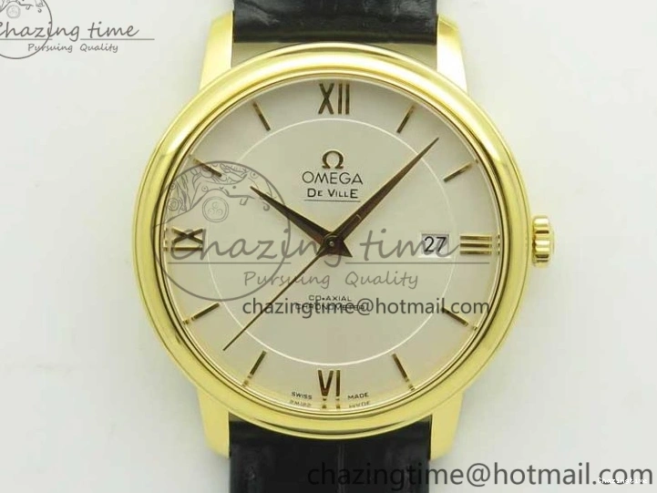 0429 UrbanChic De Ville YG MKF 1:1 Best Edition Silver Dial YG Markers on Black Leather Strap MIYOTA 9015 V 8048